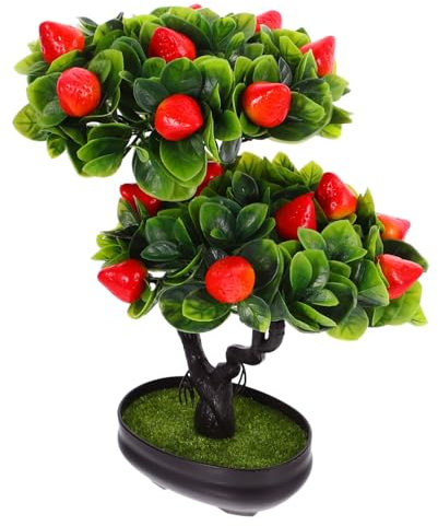 Cabilock Fake Fruit Bonsai Künstlicher Obstbaum Topf Dekoration Für Wohnzimmer Und Büro Realistische Künstliche Pflanze Mit Früchten Pflegeleichtes Zuhause-Ornament Für Esstisch