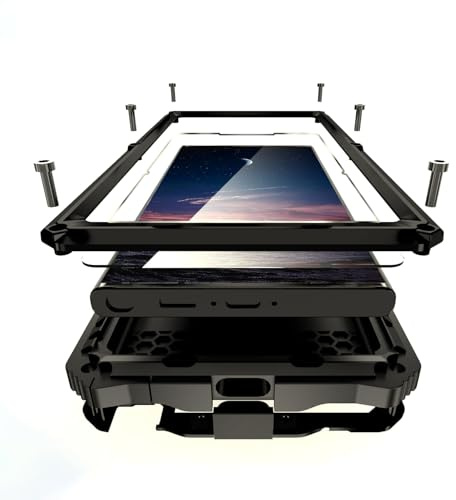 Lunivop Schutzhülle für Samsung Galaxy S25 Ultra hülle, Metall Schwerlast Panzer, [mit Fingerabdruck-ID] Eingebaute Displayschutz, Ständer Handyhülle Ganzkörper Robustes, für S25 Ultra, Schwarz