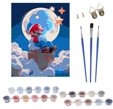 yumcute Malen Nach Zahlen,Super Malen Nach Zahlen Kinder DIY Handgemalt Gemälde Kit mit Pinsel Acrylfarbe Leinwand Painting für Zuhause Dekor 40x50 cm ab 5 6 7 8 9 10 Jahre Kinder Erwachsene