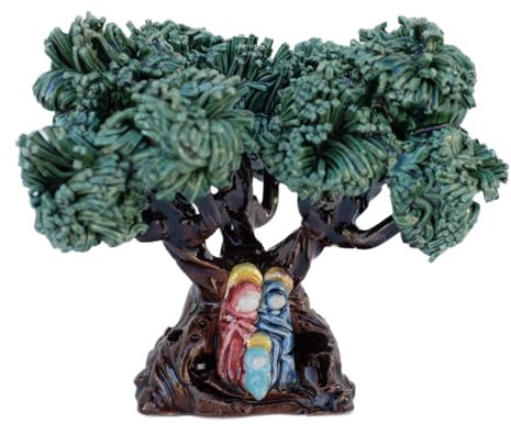 La terra incantata - Ulivo Presepe in ceramica, modellato e dipinto a mano. Ceramiche di Grottaglie (TA) (Tronco bruno e chioma smeraldo, Altezza 8cm)