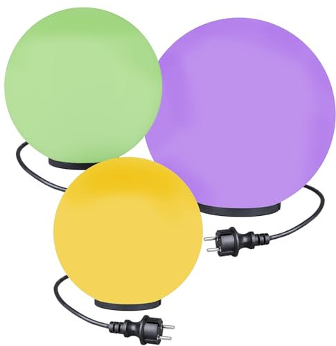 Kugelleuchten Kugellampen RGB 3er Set Ø 30/40/50cm Außenleuchte LED Garten Lampe E27 230V