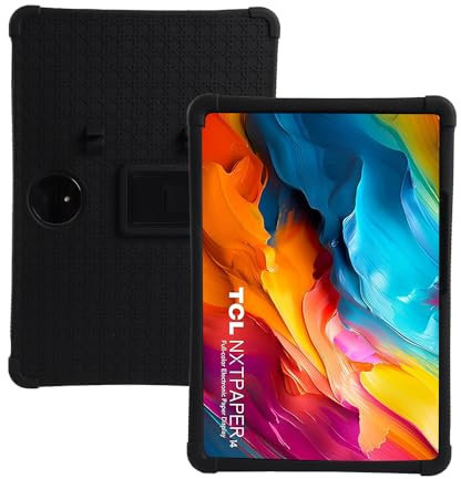 4 Cornors - Funda de silicona a prueba de golpes compatible con tablet Fro TCL NXTPAPER 14 de 14.3 pulgadas 9491G/T, funda protectora plegable con lápiz de protección completa (TCL 9194G/T 14.3 negro)