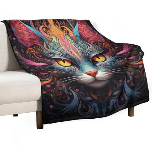 Kuscheldecke Flauschig Mit Katzen-Motiv, Warme Plaid Wohndecke Sofadecke, Weiche Decke Mädchen Kätzchen Liebhaber Blanket Für Kinder Erwachsene, Wolldecke Tagesdecke 130x180cm