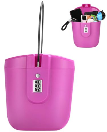 Cassaforte Portatile Antifurto, Cassaforte da Spiaggia per Ancoraggio, Cassaforte Piccola con Codice Numerico, Mini Serratura a Combinazione, Adatta per Campeggio, Spiaggia, Sport (Viola)