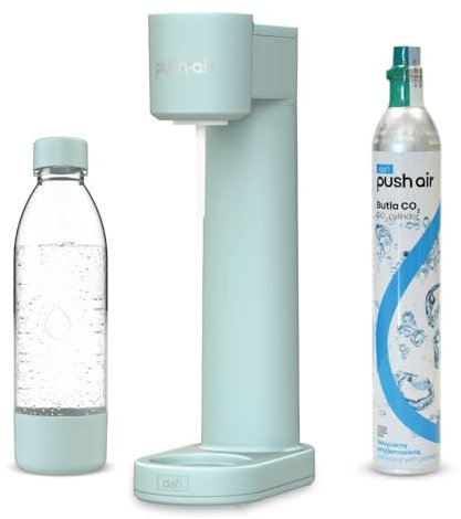 DAFI Wasser-Saturator PushAir Siphon Mint + CO2 Patrone + Flasche 0,7 - Komplettset zur Zubereitung von Idealem Kohlensäure in Ihrer Küche