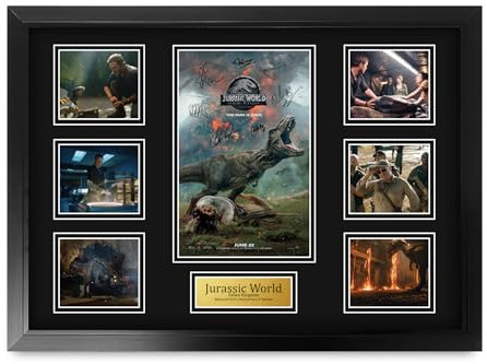 HWC Trading Jurassic World 2 Fallen Kingdom Chris Pratt Geschenke Geduckter Poster Signiertes Autogramm Foto für Fans von Film Memorabilien - A2 Gerahmt