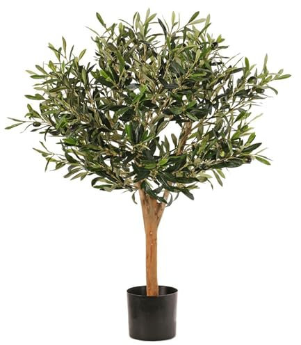 Leaf Design UK - Olivo Artificial en Maceta de plástico Negro
