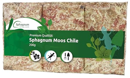 Sphagnum Moos Moosziegel für Terrarium und Orchideen aus Chile 100/200/400 g für Orchideen & Terraristik - Ideal Substrat & Moosstäbe (200 g)