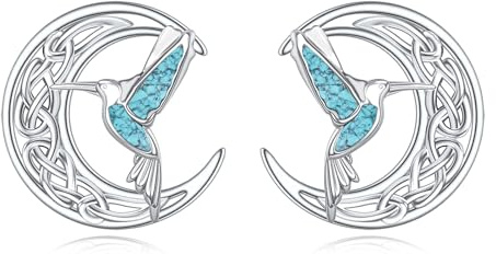 ONEFINITY Kolibri/Libellen/Schmetterlings Ohrringe 925er Sterling Silber Keltischem Mond Motiv Türkisfarbener Schmuck Geschenkidee für Damen
