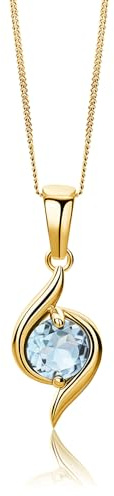 MIORE Schmuck Damen Weißgold/Gelbgold 9 Karat 375, Goldene Kette Damen, Edelstein Kette mit Rubin/Saphir/Smaragd/Topas in Zargenfassung, Panzerkette 45cm, Goldschmuck in hochwertiger Schmuckbox