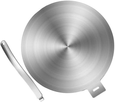 Edelstahl Wärmeverteilerplatte für Induktion, Gasherd, Adapter | Silber, Ergonomischer Griff, auch Schnellen Auftauen Geeignet, Kompatibel mit Verschiedenen Kochstellen