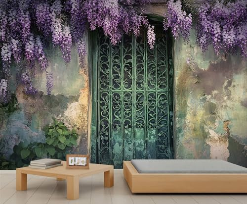 Fototapete Italien, 350 x 254 cm, Lavendel, Wandtapete, Blumen, Tapete für Wohnzimmer, Toskana, italienische Wanddekoration (nicht abziehen und aufkleben)