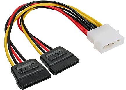 InLine Strom Y-Kabel intern, 1x 13,34cm (5,25) an 2x 15pol SATA, 0,2m