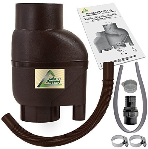 FILTRO PER ACQUA PIOVANA FILTRO PLUVIALE FILTRO PER GRONDAIA T33 marrone COLLETTORE D'ACQUA PIOVANA COLLETTORE GRONDAIA GRIGIO