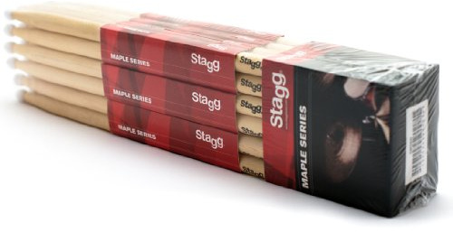 Stagg drumsticks - 12 pairs of maple 5B nylon tipped drum sticks - SM5BN12