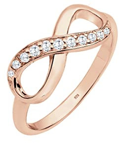 Elli Ring Damen Infinity Symbol Unendlichkeit Trend mit Zirkonia Kristalle in 925 Sterling Silber Rosé-vergoldet
