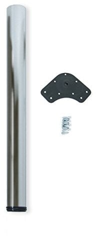 Emuca - Regulierbares Tischbein Ø60x870mm, 1er Set aus Stahl, regulierbare Höhe 870-890mm, Nickel satiniert