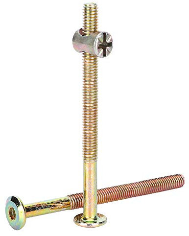 10Pz M6 Bulloni del Mobilio dell'Arma dell'Acciaio con il Bullone del Connettore della Noce del Dado del Barilotto, Finitura Normale(80mm)