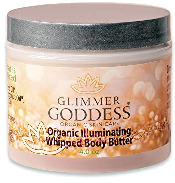 GLIMMER GODDESS Organic Whipped Body Butter - Super Level 3 Rose Gold Body Shimmer - Moisturizing & Nourishing Skincare with Natural Ingredients - Deep Glow & Hydration for All Skin Types - 4.0 oz