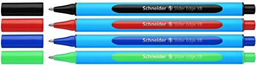 Schneider 152273 Slider Edge XB Kugelschreiber (Dreikant-Stifte mit Strichbreite XB) 4 Stück sortiert in Stiftebox