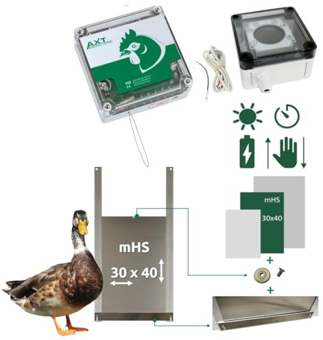 Set C - Pförtner VSD mit Batterien, Digitale Zeitschaltuhr, manuelle Steuerung, Außenmontage, Entent AXT-Electronic