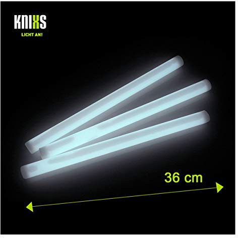 5er Set - Premium Monster-Knicklichter/Mega-Knicklicht 36cm lang - extreme Leuchtkraft und lange Leuchtdauer - Gletscherweiß leuchtend - für Party, Festival und Outdoor