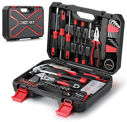 EASTVOLT 128-Piece Home Repair Tool Set, Tool Kits for Homeowner, General Household Hand Tool Set with Storage Toolbox, EVHT12801