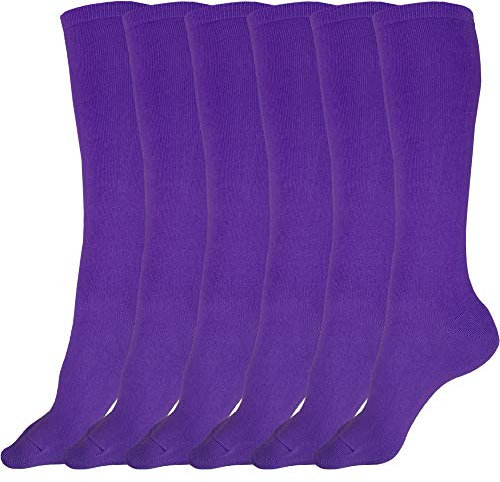 juDanzy 3 paia di calzini alti al ginocchio per ragazzi, ragazze e adulti, per scuola, calcio, calcio, AFO ecc. (10-15 anni, Viola)