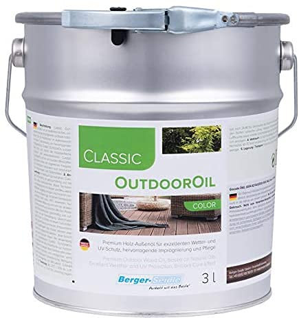 Berger-Seidle Outdoor Oil, Tiefenimprägnierung für Außen, 1 oder 3 Liter, perfekter Holzschutz für die Terrasse oder Gartenmöbel (3 Liter, Nussbaum)