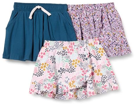Amazon Essentials Mädchen Strickröcke Mit Elastischem Bund Und Integrierten, Atmungsaktiven Shorts, 3er-Pack, Marineblau Floral, 5 Jahre