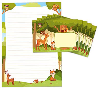 Briefblock mit Umschlag für Kinder Fuchs Briefpapier-Set (Block A4 mit 25 Blätter + 15 Umschläge)
