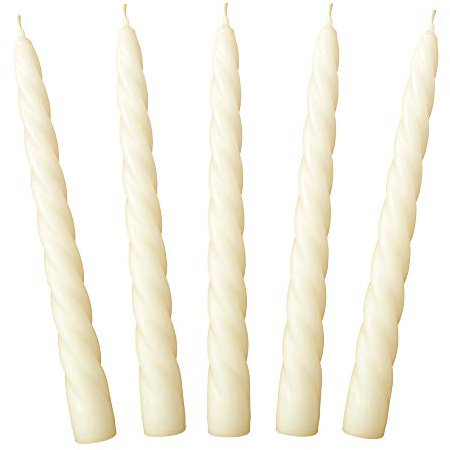 Edle Spiralkerzen Vintage No. 1 in Creme Matt - 5 Stück Twisted Candles I gedrehte Spiral Kerzen Stabkerzen Spitzkerzen - 23 x 2,2 cm - Trendkerzen