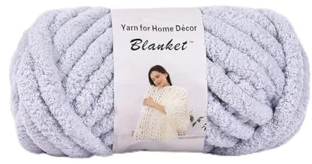 VIYEAR Chenille Chunky Yarn Bulky Big Roving für Handmade Knitted Sofa Bed Wurf Decken grau 2KG
