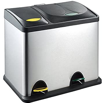 EVRE 2 compartment Recycle bin Stainless Steel Recycling Pedal Bin 26L (8L+18L)