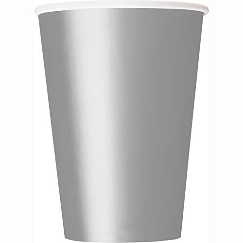 Unique- Gobelets en Carton Couleur Argent-Paquet de 14, 82165, Silver, Pack of 14
