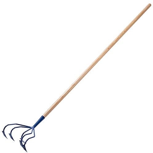 KADAX Cultivateur Manuel en métal, cultivateur à Long Manche en Bois, cultivateur Robuste, Griffe de Jardin, houe de Jardin pour ameublir Le Sol (avec 5 Dents de soc)