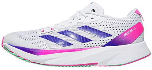 adidas Mens Adizero SL Shoes, White/Lucid Blue/Lucid Fuchsia, 13
