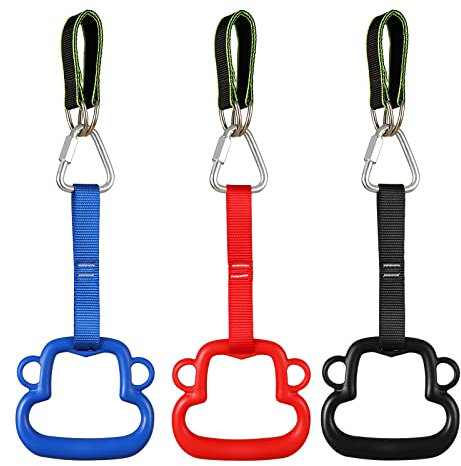 PELLOR Kids Gymnastic Rings Backyard Playground Set for Obstacle Training, Monkey Bars, Climbing Rings (Polychromatic)