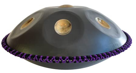 Handpan Makramee-Band | für Handpan, Steelpan, Spacedrum | Dekoration und Kantenschutz | elastisch, mit Gummizug | HandpanCare (Schwarz-lila)