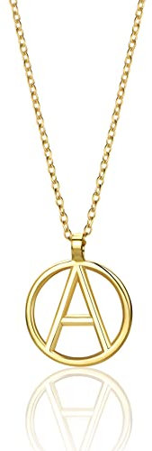 MIORE Schmuck für Damen Personalisierte Kreis Halskette mit Initialen Collier Halskette Mit Buchstabe A Anhänger klassische Anker Kette aus Gelbgold 9 Karat 375 Gold, Länge 40-42 cm verstellbar