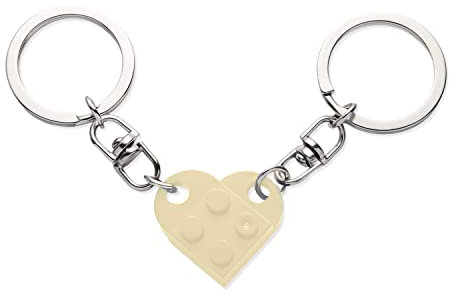 Porte-Clés en Forme Coeur, 2 Pièces Porte Clé Coeur Couple Porte-Clés pour Petit Ami Cadeau Porte-Clés Décorations Coeur Cadeau Saint Valentin pour Petite Amie Petit Ami (Beige)