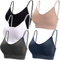 BQTQ 5 Pièces Soutien-Gorge Camisole Bralette avec Rembourré Brassière pour Femme, Noir, Beige, Blanc, Indigo, Gris Foncé, XL