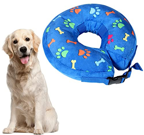 ANWA Inflatable Dog Collars for After Surgery, Adjustable Buster Collars for Dogs, Soft Dog Cone Alternative
