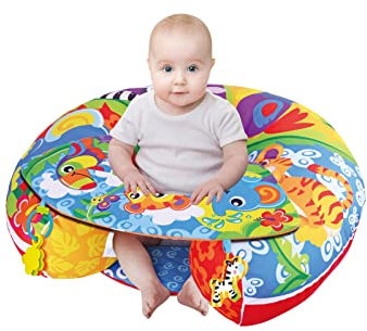 Little Bambino Sit & Play Floor Seat Animal Design Tummy Time & Seated Support Detachable Support Shelf & Toys, Development of Strong Head & Neck Muscles Animal Design