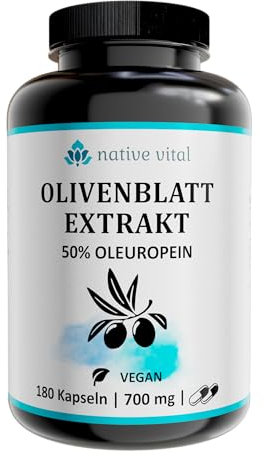 NEU! Olivenblatt Extrakt - 50% Oleuropein - 700mg pro Tagesdosis - 180 Kapseln - Made in Germany - Vegan - Premium Qualität
