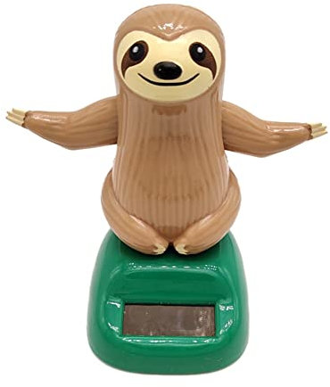BYNYXI Solar Wackelfigur Faultier, Tanzende Auto Solarfigur Wackelhund Ananaskopf Faultier Dekofigur Solarbetriebene Tanzfiguren Armaturenbrett Deko für Auto, Büro, Schreibtisch,7cmx5cmx10cm