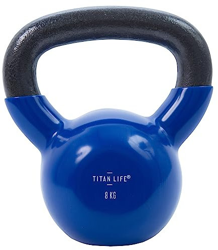 TITAN LIFE Unisex – Erwachsene Kettlebell 8kg Blue. Cast Iron incl. Vinyl, one Size