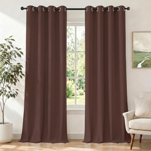Ystyle Gardinen mit Ösen 2er Set, H137 x B117 cm, Graurosa | Wasserabweisend Gardinen Wohnzimmer Modern, Thermovorhang Hitzeschutz Kälteschutz, Verdunklungsvorhänge per Soggiorno