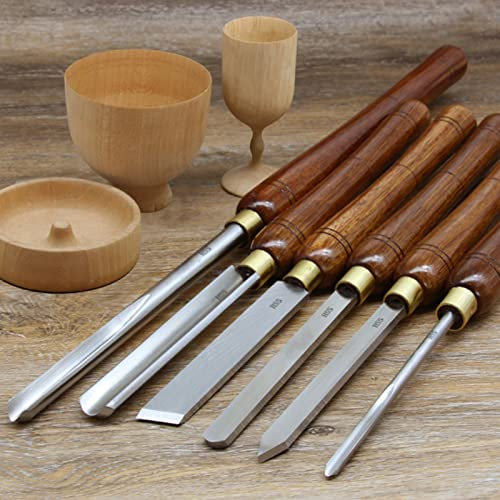 YAOBAO Utensili Per Tornitura Del Legno Con Lama HSS Manici in Legno Duro Set Di Scalpelli Per Tornio Per La Lavorazione Del Legno 8 Pezzi, Set Di Sgorbie in Acciaio