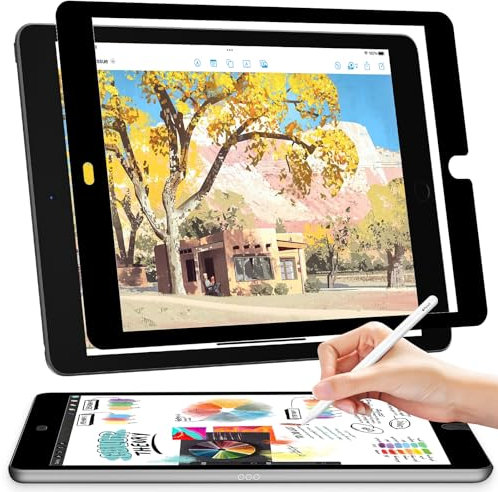 Papier Folie Kompatibel mit iPad 7./8./9.Generation(10.2 Zoll, 2019/2020/2021), Nanoadsorption Matte Papierfolie Schutzfolie Displayschutz Film Feel Paper Blendfreiem Screen Protector, Keine Blasen